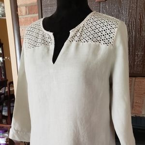 Ellen Tracy Tan Linen Tunic